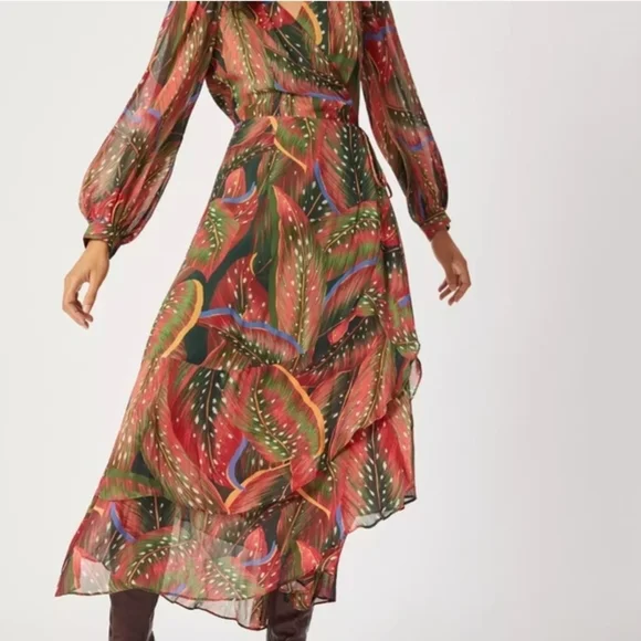 Anthropologie By Farm Vibrant Long Sleeve Dress - Picture 2 of 9